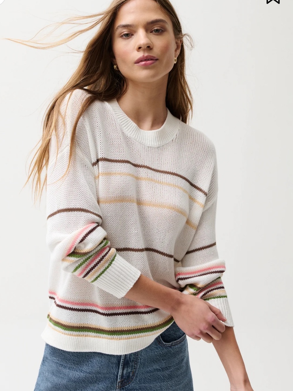 Pistola Light Cream Striped Crewneck Sweater